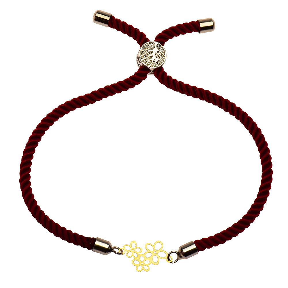دستبند طلا 18 عیار دخترانه کرابو طرح سه گل مدل Krd1097