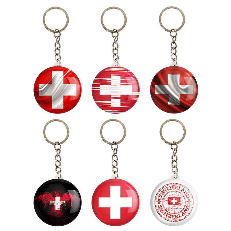 جاکلیدی خندالو مدل پرچم سوئیس کد 1203B مجموعه 6 عددی