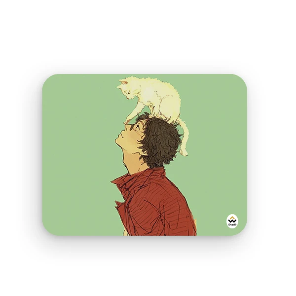 ماوس پد شادیت مدل پسر و گربه کیوت کد 01 سایز 24*19 سانتی متر