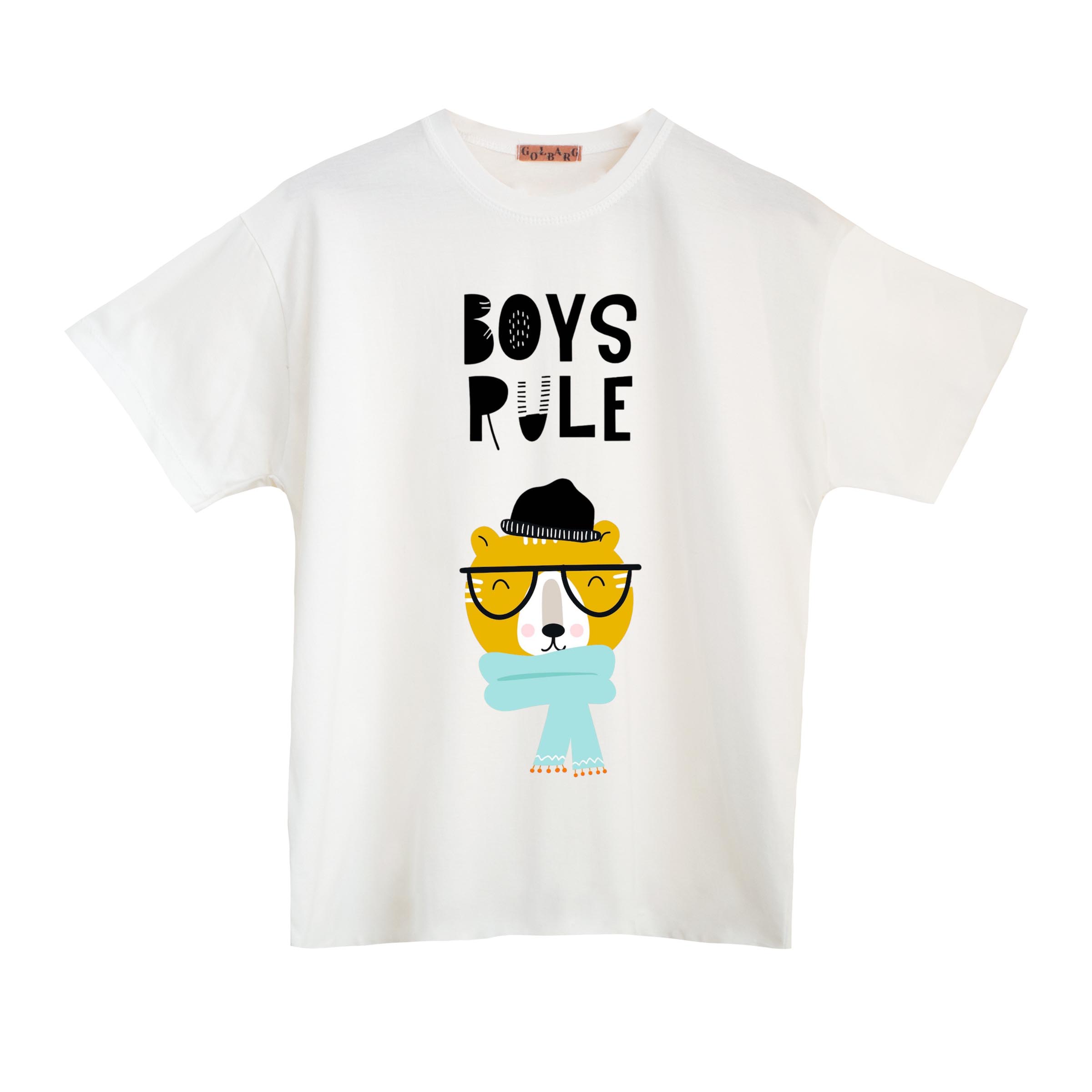 تی شرت آستین کوتاه  بچگانه مدل قوانین پسرونه رنگ سفید