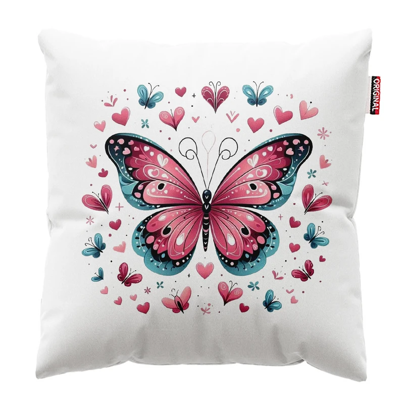کوسن پاد آفرین طرح پروانه و قلب کد 2283 سایز 30*30 سانتی متر