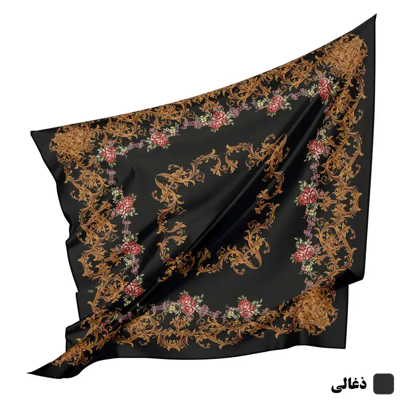 روسری زنانه زیگ زاگ مدل ترکمن طرح گل کد 0002
