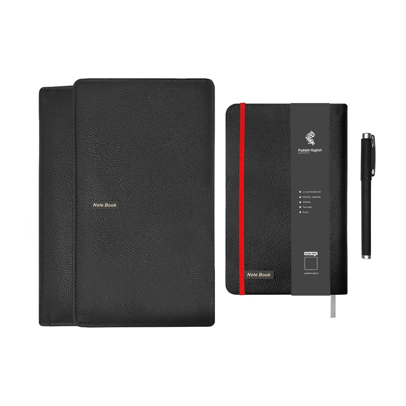 دفتریادداشت 160 برگ پدیده نقش مدل سه لتی چرمی به همراه روان نویس