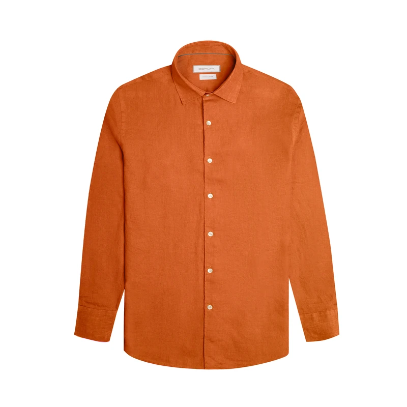 پیراهن آستین بلند یقه برگردان مردانه کروم مدل پیراهن لینن 2510126