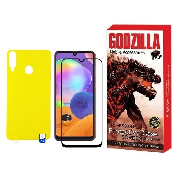 محافظ صفحه نمایش گودزیلا مدل FUL مناسب برای گوشی موبایل سامسونگ Galaxy A20s به همراه محافظ پشت گوشی 