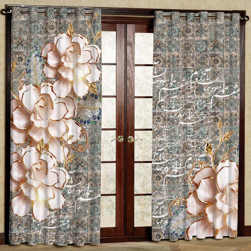  پرده بارمان دکور طرح پتینه مدل هازان پانچی کد 5282 W سایز 140x280 سانتی متر