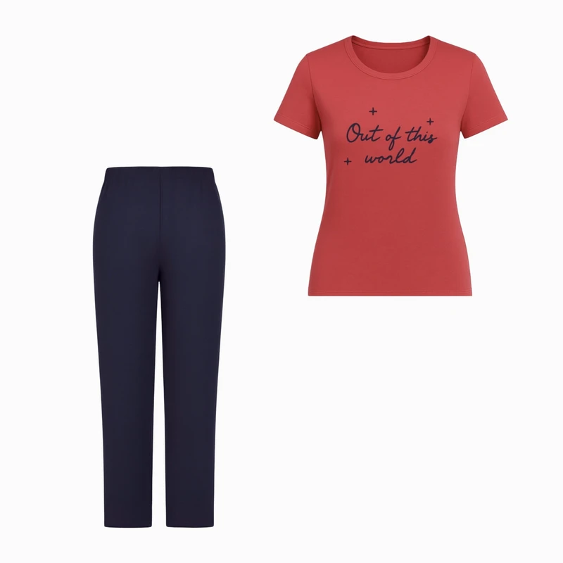 ست تی شرت آستین کوتاه و شلوار راحتی زنانه مدل CN199