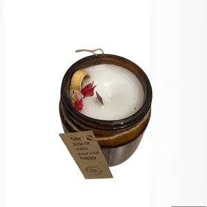 شمع دست ساز معطر مدل شیشه ای با رایحه وانیل زمان اتمام 6 ساعت