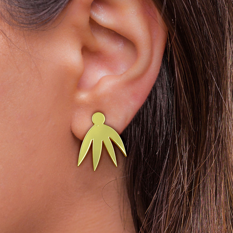 گوشواره طلا 18 عیار زنانه مدوپد مدل برگ کد GA1-12602