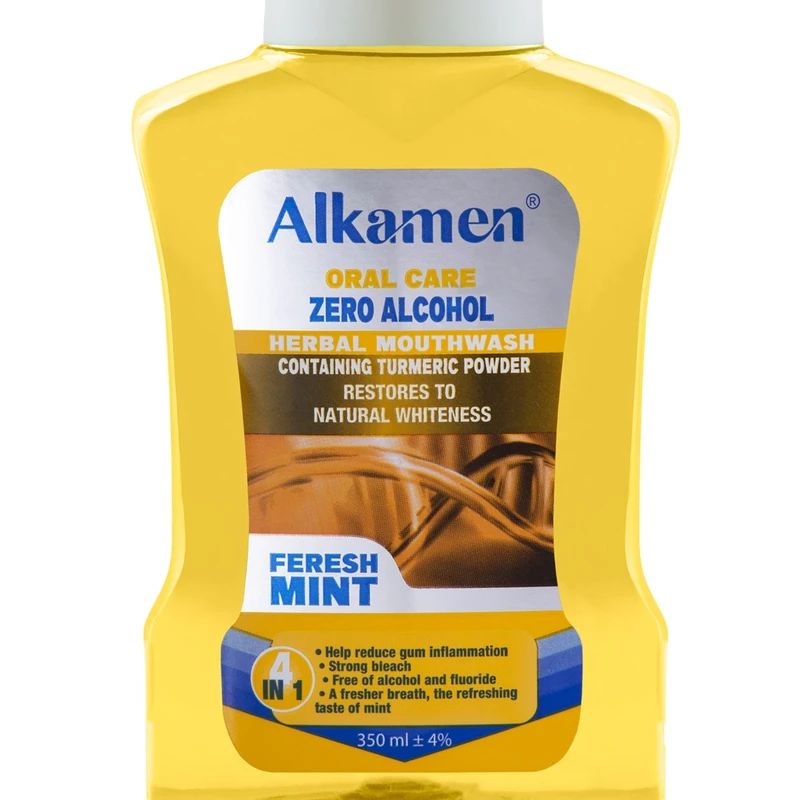 عکس شماره 2 : دهان شویه آلکامن مدل پودر زردچوبه و عسل حجم 350 میلی لیتر