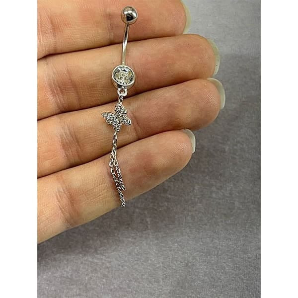 پیرسینگ نقره زنانه مدل پروانه کد 25091