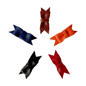 گیره مو دخترانه مدل پاپیون چرمی مجموعه 5 عددی