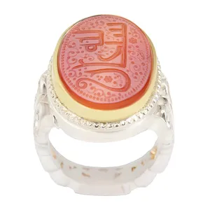 انگشتر نقره مردانه بازرگانی میلادی مدل عقیق یمنی حکاکی سبحان الله رکاب دستساز ارره کاری کد AM_2361