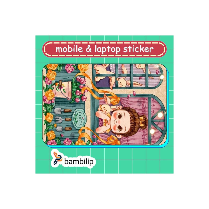 استیکر بامبیلیپ مدل کارت عابر طرح دختر باغبان و خرگوش ها کد 0118911