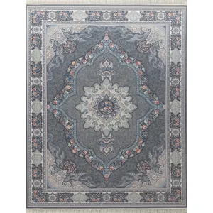 فرش ماشینی طرح ترنج مدل cvn1219 زمینه دودی