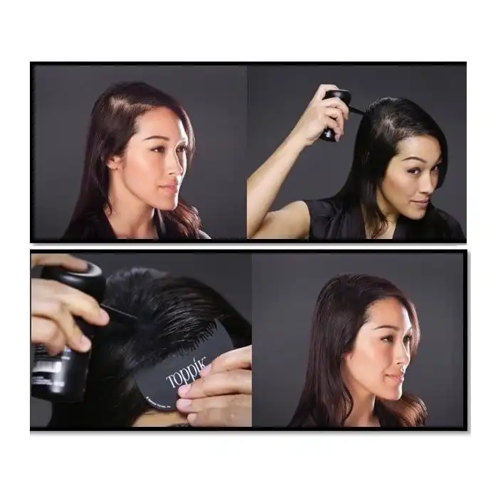 پودر پشت کننده مو تاپیک مدل FIBER وزن 10 گرم رنگ بلوند روشن به همراه شانه و سری پودر پاش