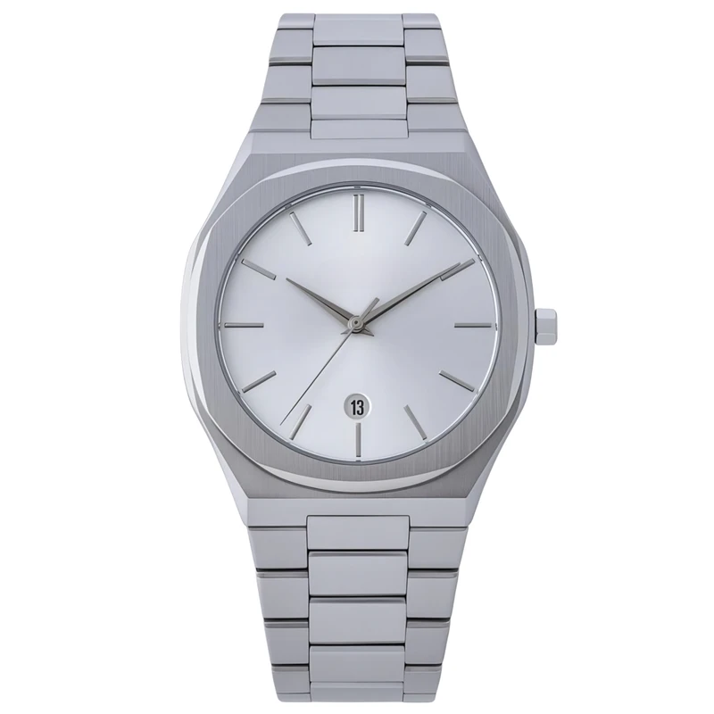 ساعت مچی عقربه‌ای کوارتز مردانه مدل کلاسیک لوکس دیت جاست بند استیل کد 1