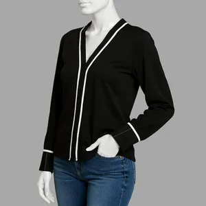 بلوز آستین بلند یقه هفت زنانه مدل مجلسی کلاسیک