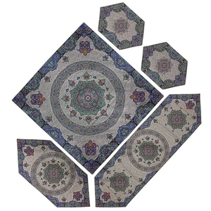 ست 5 تکه رومیزی ترمه دستجردی مدل سپهر کد BLGRN5.5