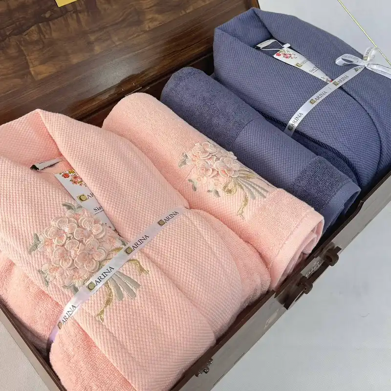 سرویس حوله پالتویی 8 تکه کارینا مدل ویولدن کد 03