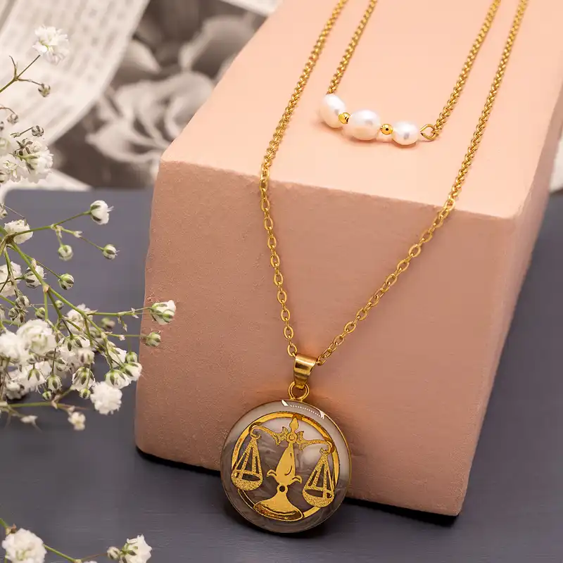 گردنبند زنانه مارک گلد مدل ماه تولد مهر سری آرام SA07