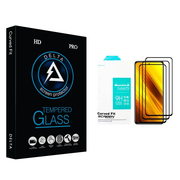 محافظ صفحه نمایش سرامیکی دلتا مدل Fit مناسب برای گوشی موبایل شیائومی Poco X3 بسته سه عددی