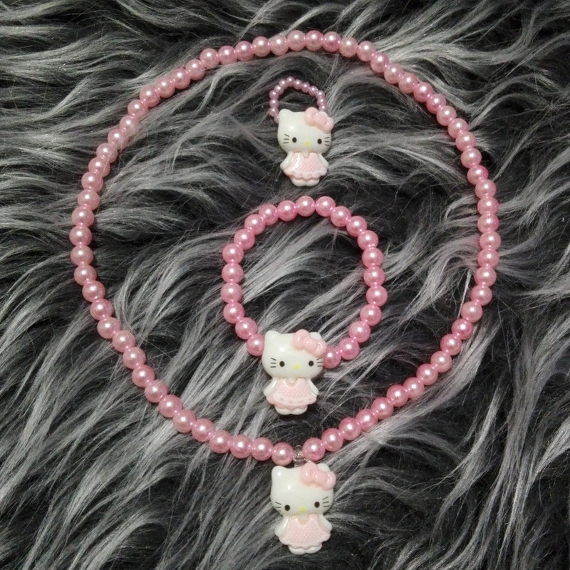 نیم ست دخترانه مدل مروارید کشی طرح کیتی کد 301