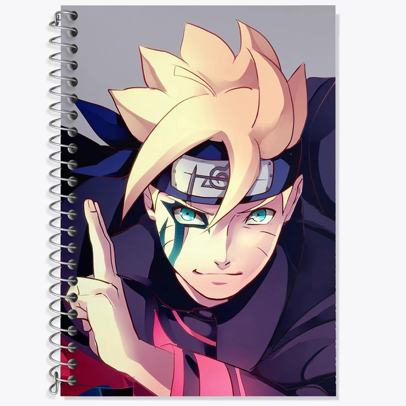 دفتر زبان 50 برگ خندالو مدل دو خط طرح بوروتو اوزوماکی انیمه ناروتو Naruto کد 11251