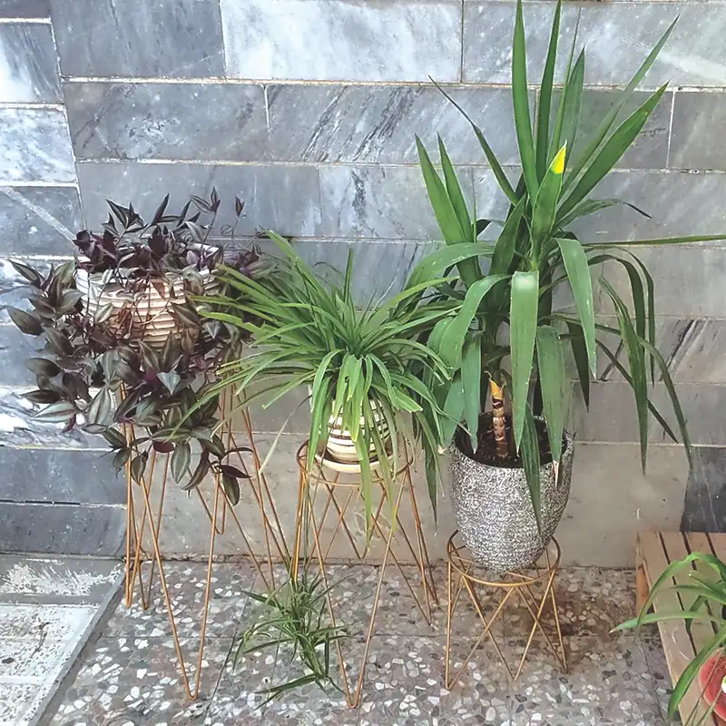 استند گلدان مدل فلزی ضربدری مجموعه سه عددی