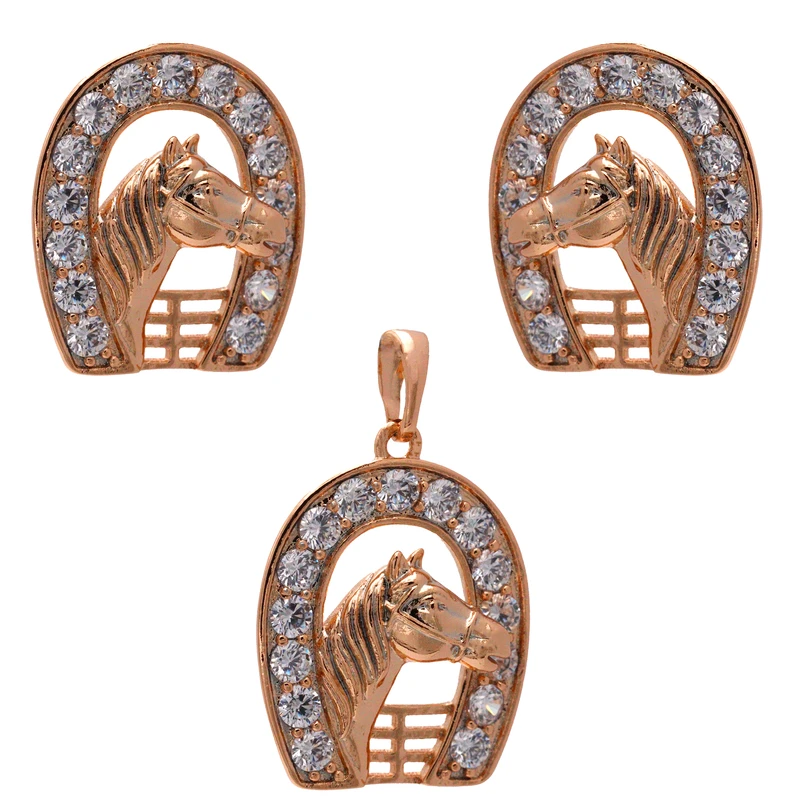 نیم ست زنانه ژوپینگ مدل نعل اسب نگین دار کد THS 134