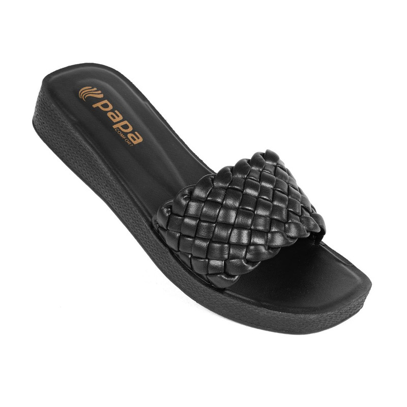 دمپایی زنانه پاپا مدل تارا رنگ مشکی