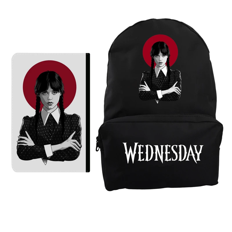 کوله پشتی مدل wednesday به همراه کلاسور