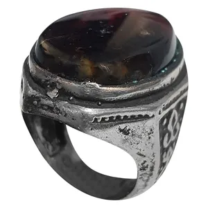 انگشتر نقره مردانه مدل عقیق سلیمانی شفت العبد چشم کهکشانی ASSA2222