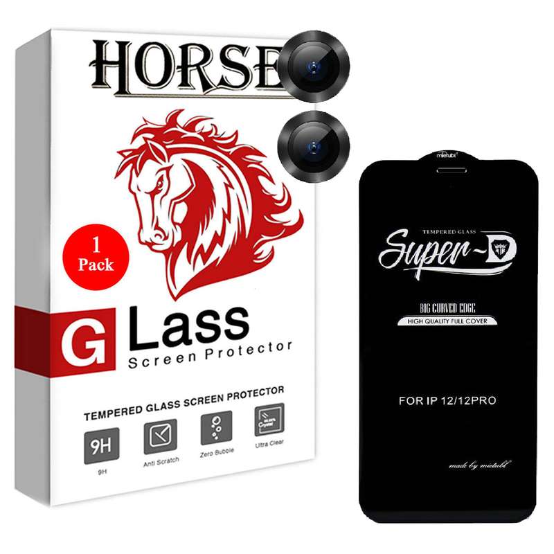 محافظ لنز دوربین هورس مدل 2S-RING مناسب برای گوشی موبایل اپل iPhone 12 به همراه محافظ صفحه نمایش