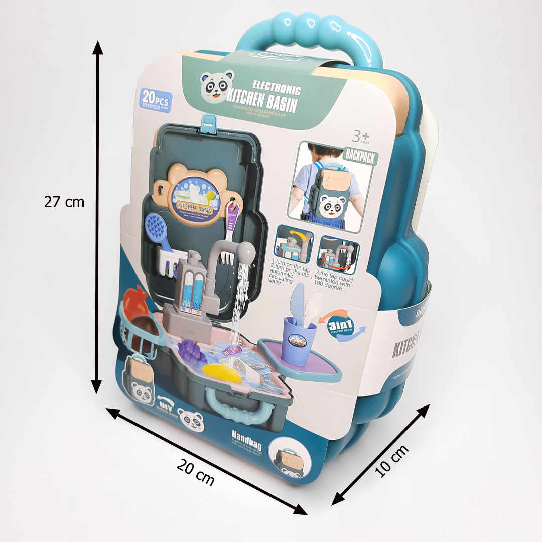 اسباب بازی سینک ظرفشویی مدل کیف آشپزخانه مجموعه 20 عددی