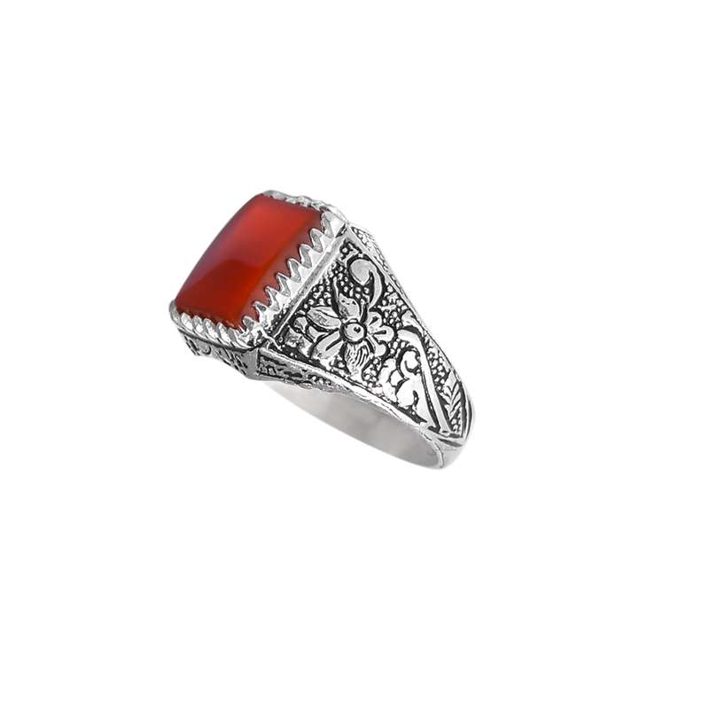 انگشتر نقره مردانه نقره جات لطفی مدل عقیق کد ANMS05E01