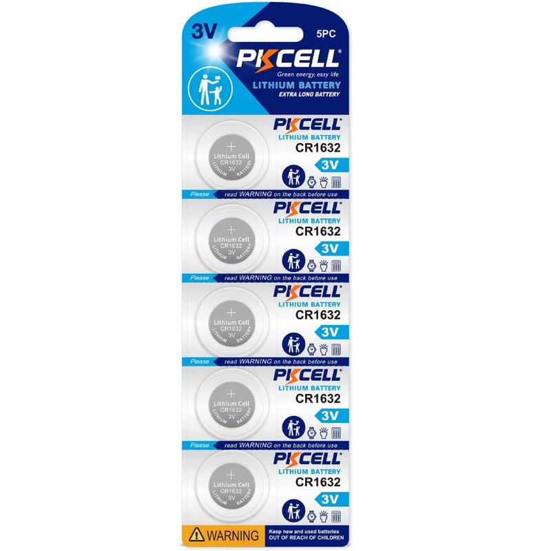 باتری سکه‌ای لیتیومی پی کی سل مدل CR1632 ولتاژ 3 ولت بسته 5 عددی