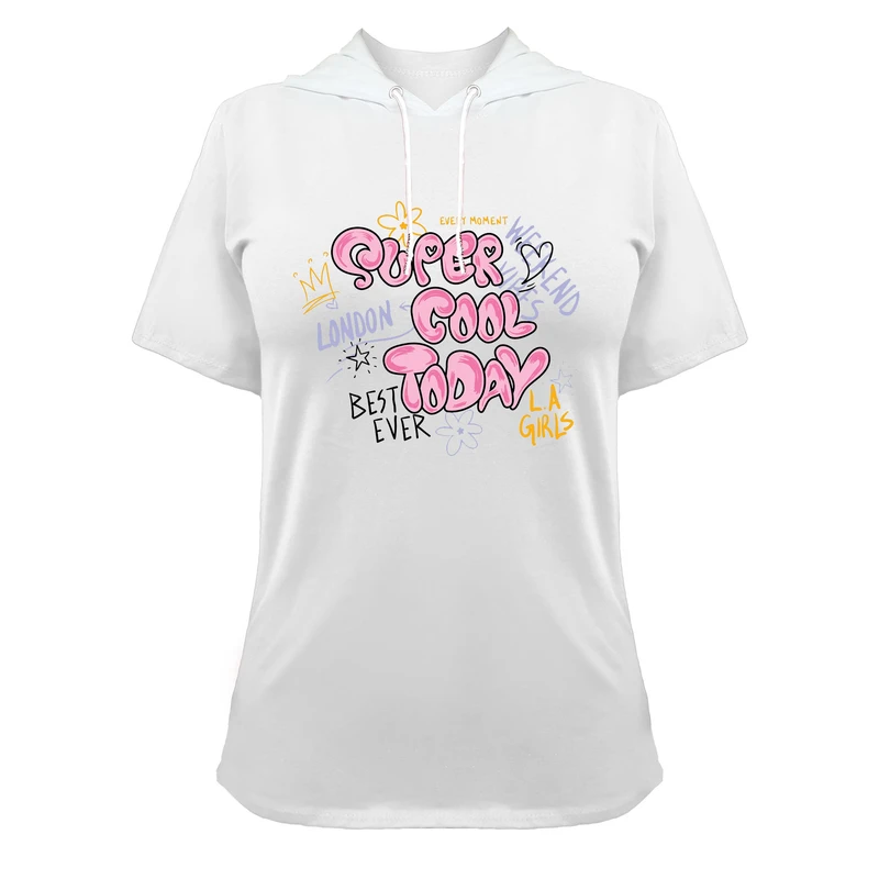 تی شرت کلاه دار آستین کوتاه زنانه مدل G140209233 رنگ سفید