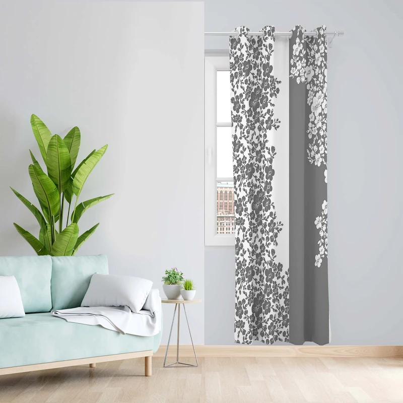 پرده طرح گل مدل مخمل پانچی کد 1653 z سایز 140x200 سانتی متر