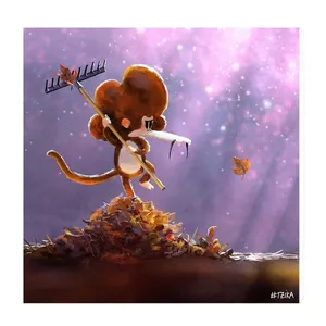 تابلو کودک و نوزاد طرح میمون و برگ های پاییزی کد wkt212