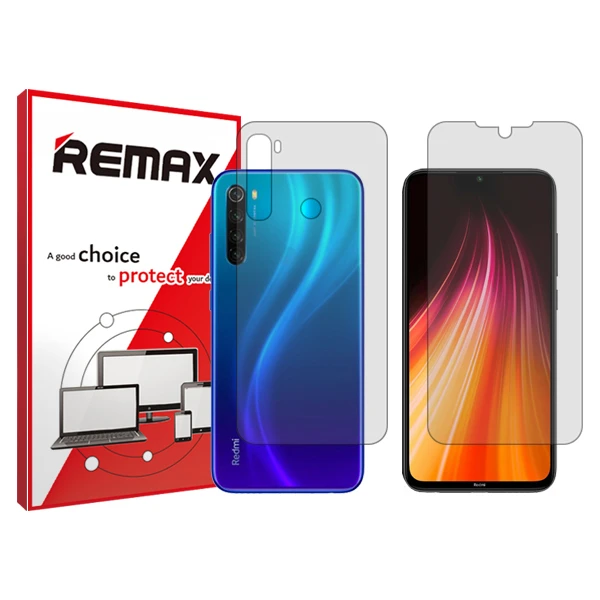 محافظ صفحه نمایش شفاف ریمکس مدل HyGEL مناسب برای گوشی موبایل شیائومی Redmi Note 8T به همراه محافظ پشت گوشی