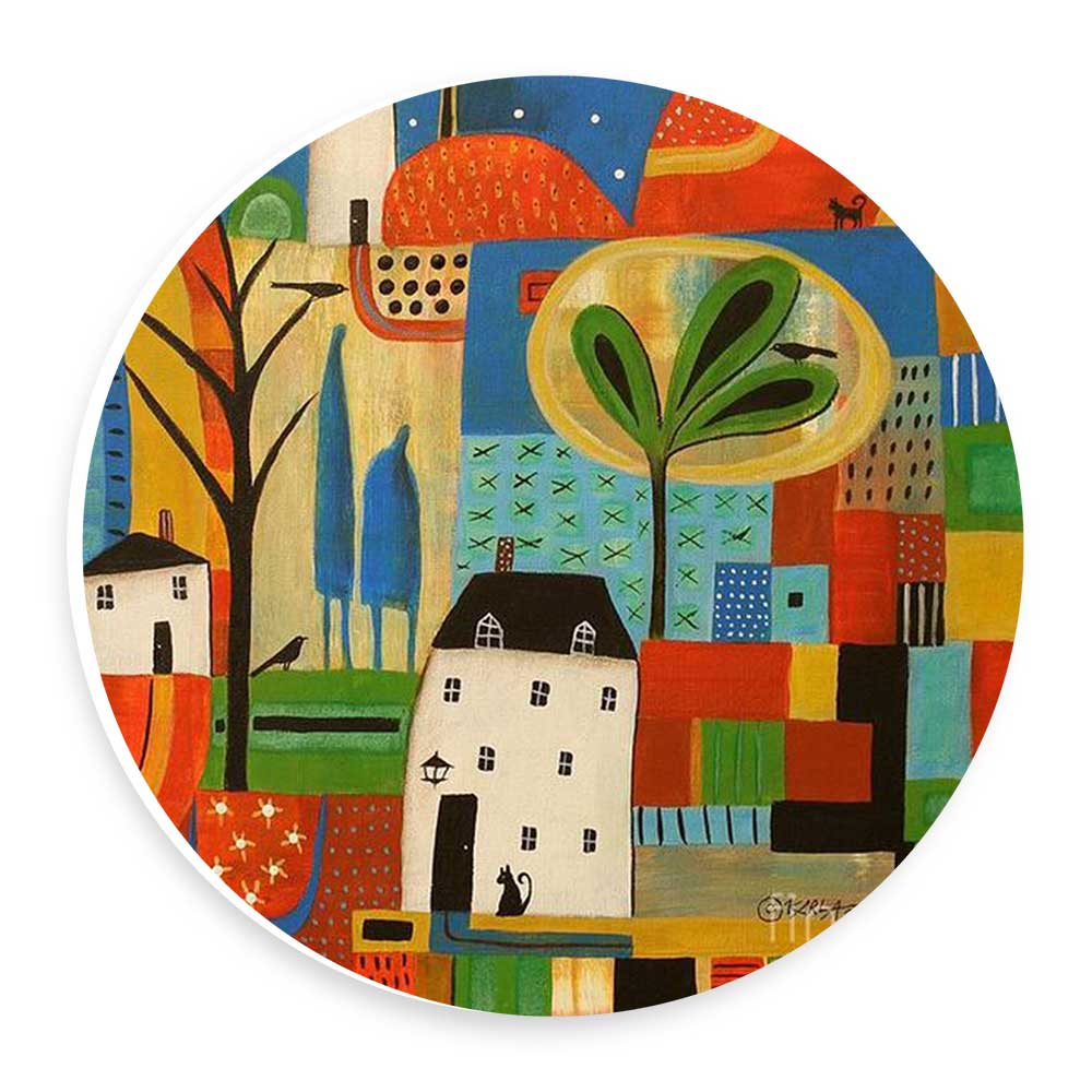  دیوارکوب طرح نقاشی انتزاعی خانه و مزرعه مدل wtb791