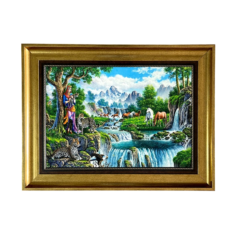 تابلو فرش ماشینی طرح دستبافت مدل روستا کد 7814