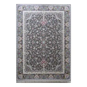 فرش ماشینی 1500 شانه فرش زمرد مشهد زمینه کرم حاشیه الماسی مدل 55003