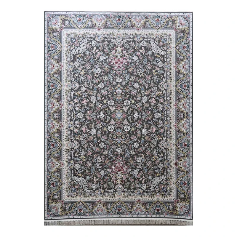 فرش ماشینی 1500 شانه فرش زمرد مشهد زمینه کرم حاشیه الماسی مدل 55003