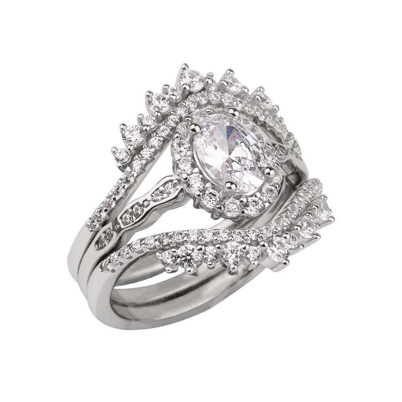 انگشتر نقره زنانه مدل 22002 مجموعه 3 عددی