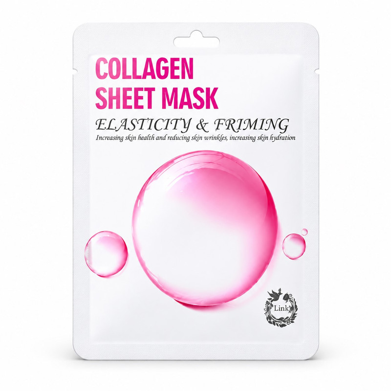 ماسک صورت ورقه‌ای لینک مدل COLLAGEN رایحه آلوئه ورا، مناسب برای انواع پوست، وزن 25 گرم، دارای گلیسیرین، ضد چروک و مرطوب‌کننده