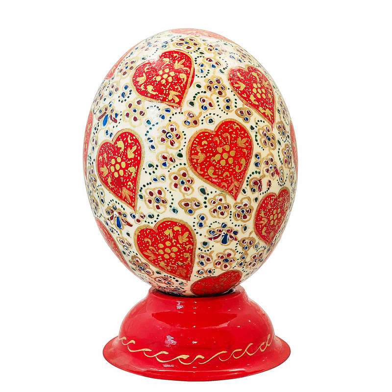 تخم شترمرغ تزیینی مدل مگنت دار طرح قلبی کد 1913 تخم شترمرغ تزیینی مدل مگنت دار طرح قلبی کد 1913