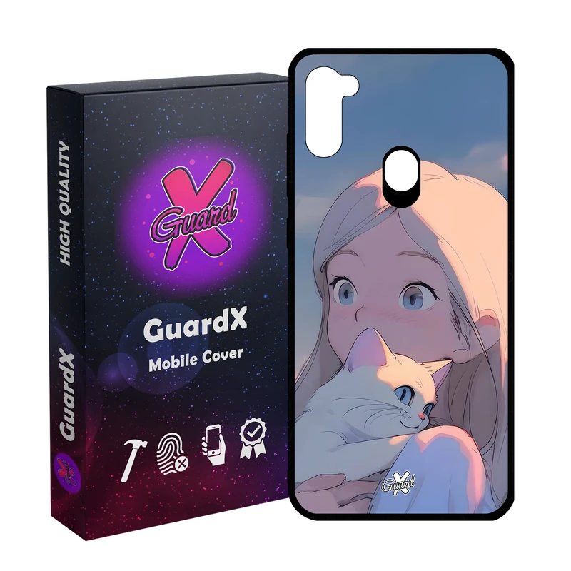 کاور گارد ایکس طرح دختر گربه مدل Glass10661 مناسب برای گوشی موبایل سامسونگ Galaxy A11/M11