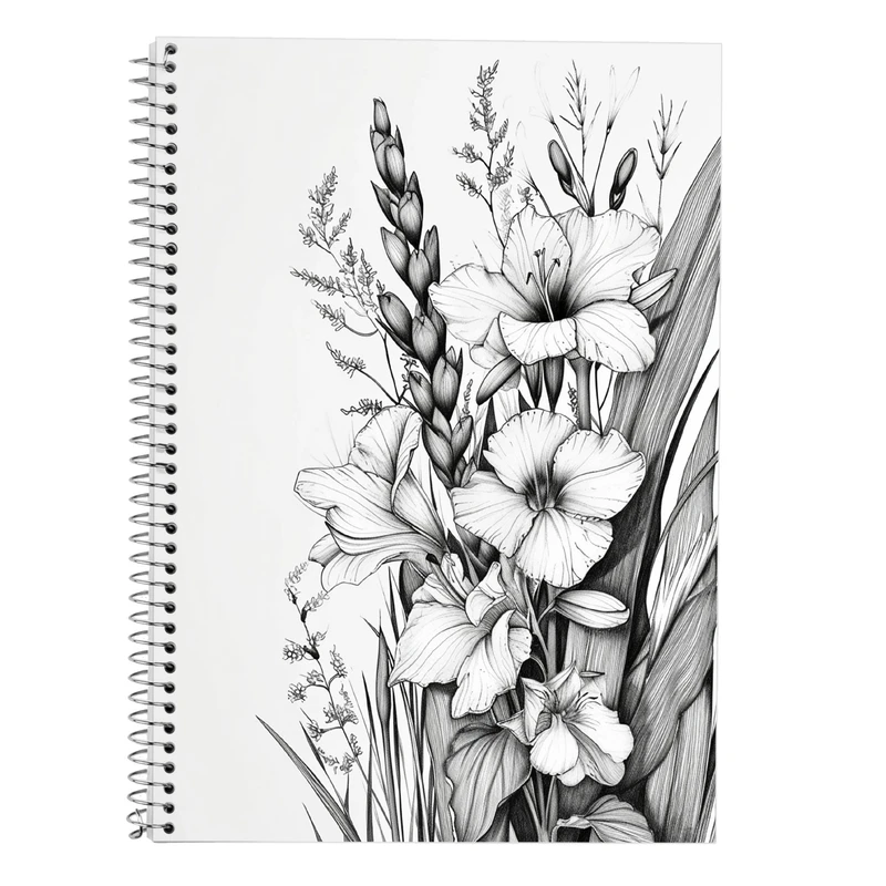 دفتر زبان 50 برگ مدوپد مدل سه خط طرح گل کد DF13994